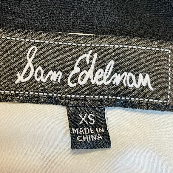 Sam Edelman Blue White Chiffon 3/4 Sleeve Oversized Slinky Swing Blouse Top XS - Picture 9 of 13